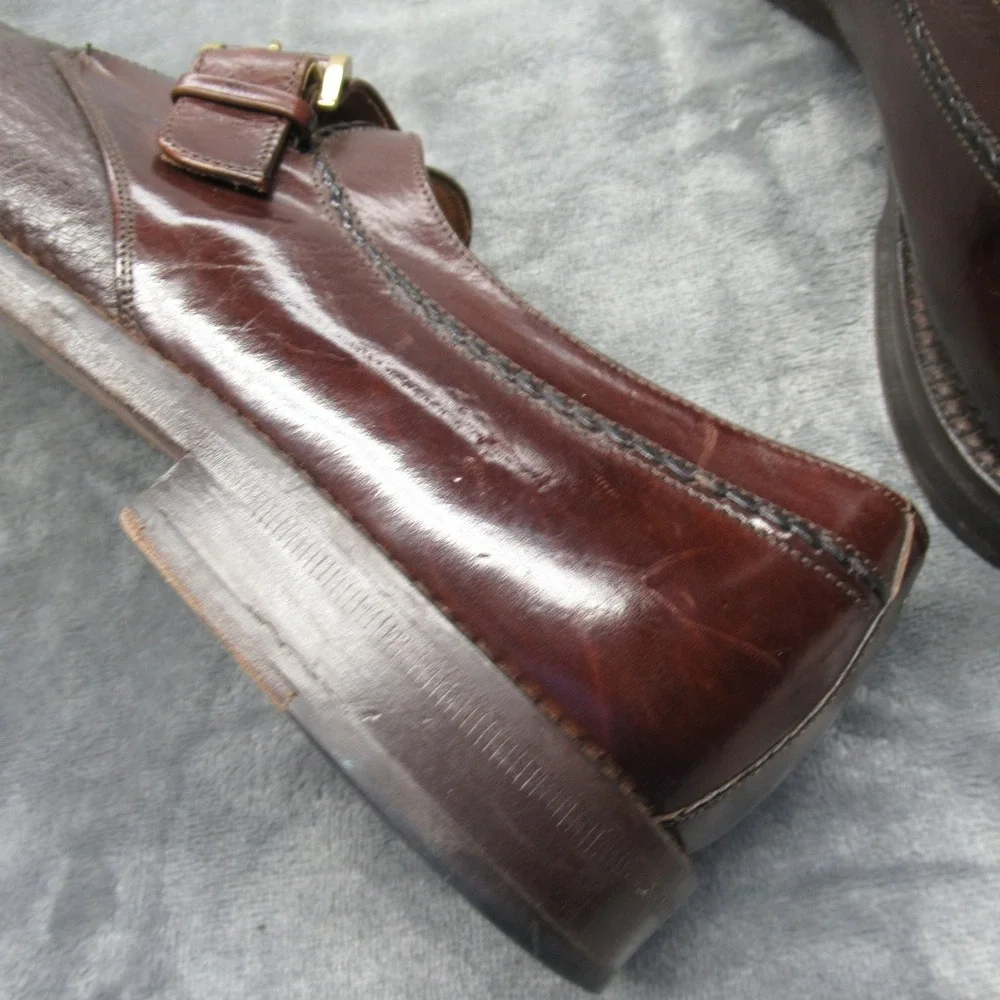 Miguel Angel Monk Strap Shoes Men 9 Brown Leather Dress Cap Oxford Spain Formal